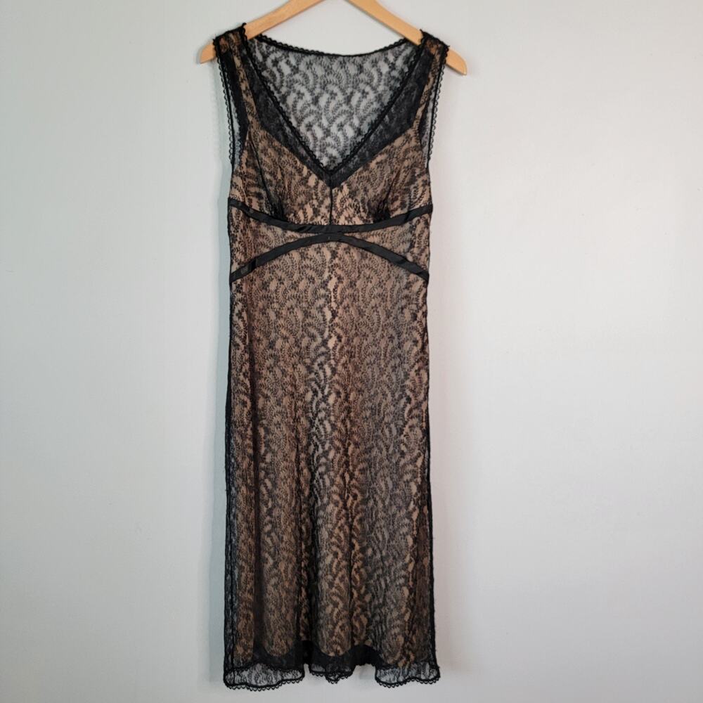 Express Black Lace Slip Dress Midi Sleeveless Whimsygoth Witchy Cocktail 13/14
